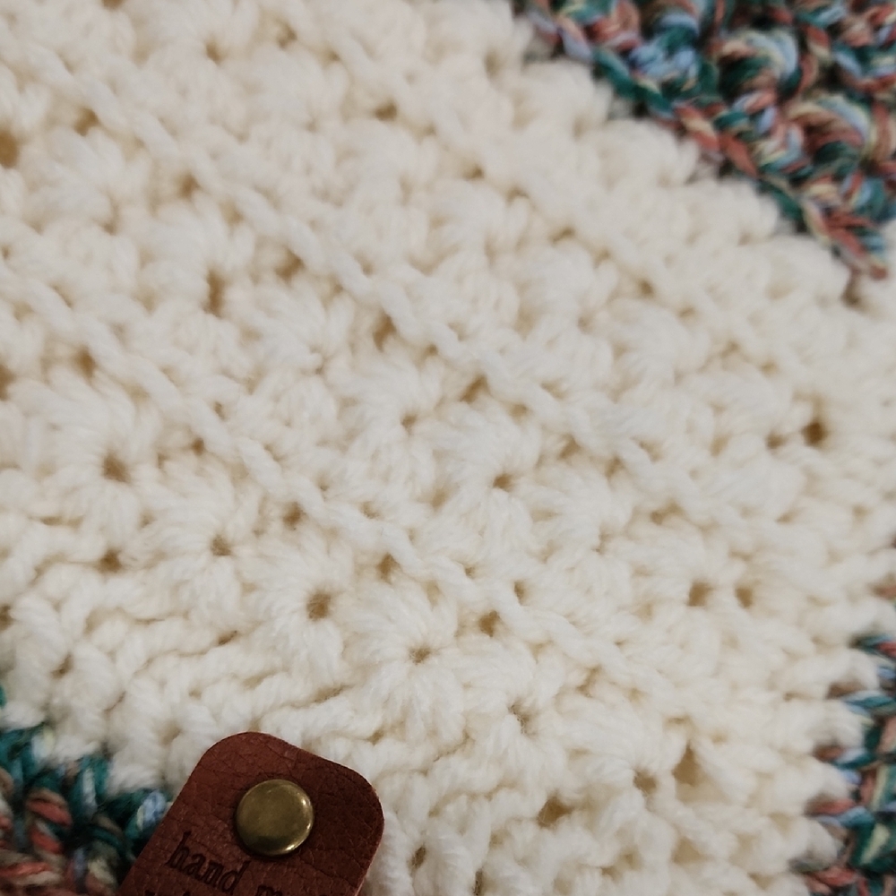 Handmade Crochet Blanket with Multicolor Stripes - Picture 2 of 6